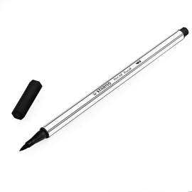 STABILO - Premium Fibre-Tip Pen with Brush Tip Pen 68 brush - Wallet of 6 - Black