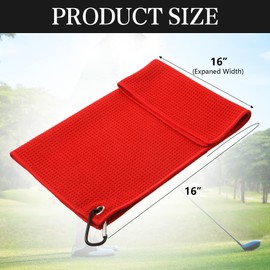 Remagr 4 Pack Golf Towel for Golf Bags Microfiber Fabric Towel Bag with Clip Waffle Pattern Golf Accessories for Men Women Golf Ball Club Set, Multiple Colors (Red, Orange, Yellow, Purple)