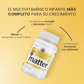 Matter Diaria Kids, Gomitas Multivitaminico Niños con Quatrefolic®, TRAACS®, Albion®, Complejo B Activo, Fibra de Agave, Sin Azúcar, Apoyo al Crecimie