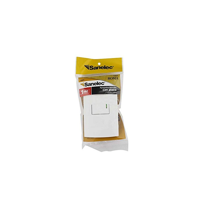 SANELEC, Apagador Sencillo con Placa, Línea Roma, Diseño Simple, Apagadores