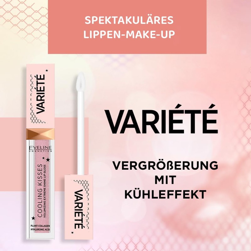 Eveline Cosmetics Variété Cooling Kisses Volumengebender Gloss mit pflanzliches Kollagen