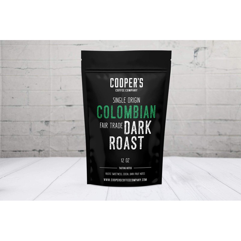 Dark Roast Colombian Coffee Single Origin Whole Bean 12oz