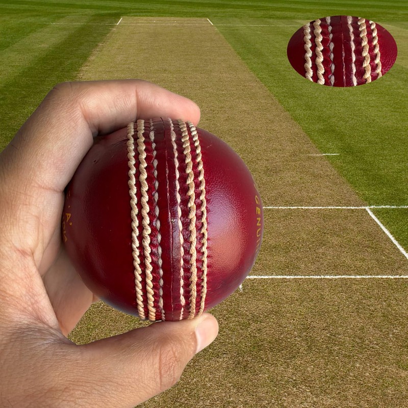 SPORTISH Premium Leather Cricket Test Ball - Red Hand Stitched