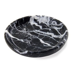 Small Natural Marble Jewelry Tray Key Plate Holder Dish Trinket Decor Catch All Bowl for Ring Earring Stone Gift for Women Daugther,Black