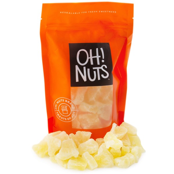 Oh! Nuts Dried Pineapple Chunks - 1.5lb Bulk Bag | Fresh Sweet Dehydrated Tropical Fruit Bites for Snacking & Baking | Low in Sugar, Sodium & Cholesterol | High in Fiber & Antioxidants, Dairy Free
