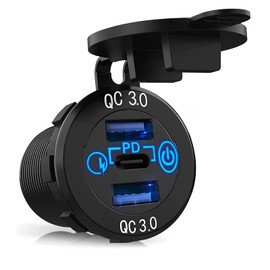 Disscool USB C Car Charger, Super Fast Car Power Socket PD+2QC 3.0 Car Dual USB Port for Car Marine Boat Bus Truck Golf Cart RV