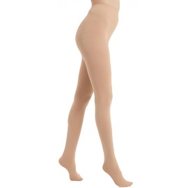 DUCMODA Womens 80 Denier Opaque Tights, Women's Soft Solid Color Footed Pantyhose, High Waist Stocking with 30+ Colors-L-XL-Beige