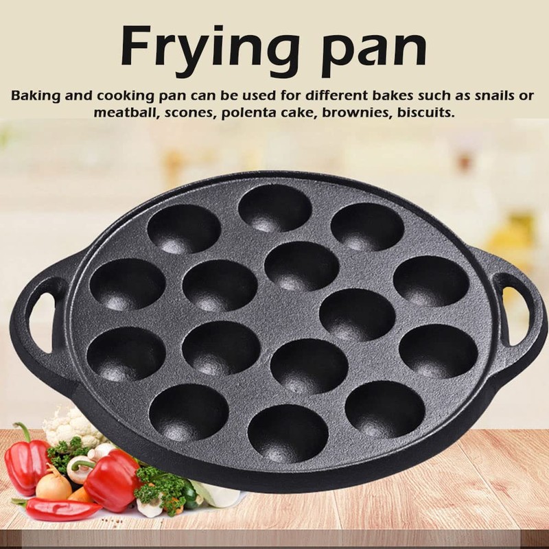 Cast Iron Pancake Pan, 10 inch Non-Stick Takoyaki Pan with
