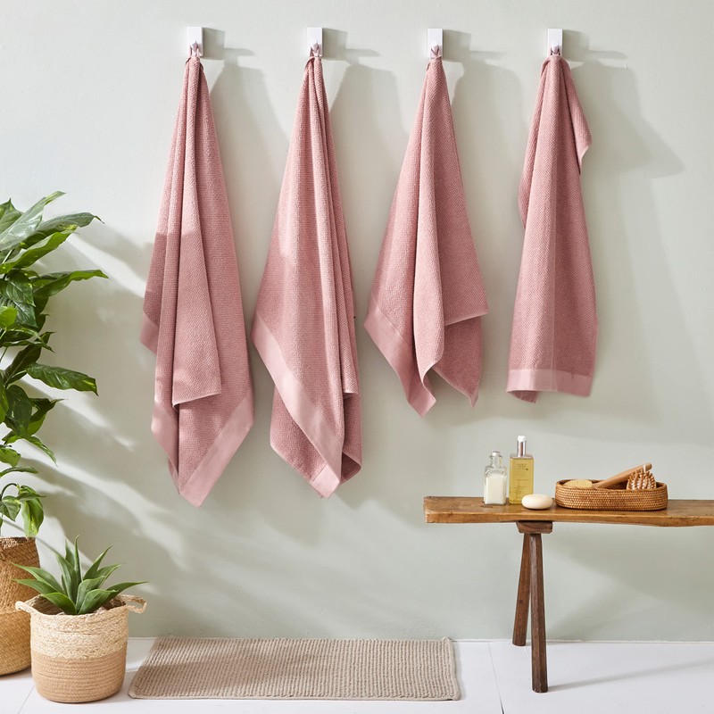 furn. Textured Bath Towel, Cotton, Blush, 70 x 130cm