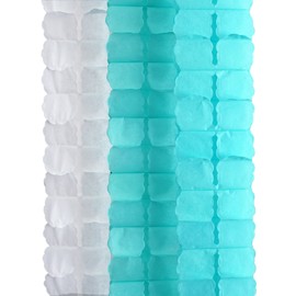 3D Four Leaf Flower Tissue Paper Hanging Streamers for All Party Events, Photo Garland Backdrop, 12-Pack (Mint, Aqua, White)