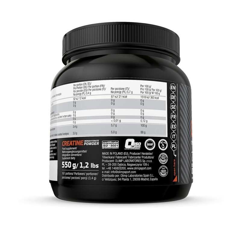 OLIMP- Creatine Monohydrat Pulver (550g). Nahrungsergänzungsmittel. Kreatin in Pulverform.