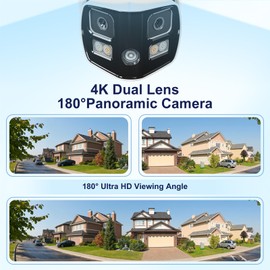Anpviz 4K Dual Lens PoE IP Security Camera Outdoor 180 Degree Panoramic Wide Angle, 8MP PoE Camera with Smart Dual Light, Human/Vehicle Detection, Two Way Talk, 512GB SD Slot, Full Metal (U Series)