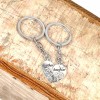 Key Mother and Daughter Heart Key Chain, Silver tone