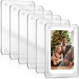 Remerry 6 Pcs Acrylic Magnetic Photo Frame Mini Picture Frame Double Sided Clear Fridge Magnetic Display for Film Photos Cards Stamp Gift for Family Friend Christmas (2.36 x 3.5 Inch)