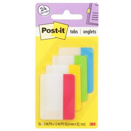 Post-it Banderitas Adhesivas Rígidas, 5 cm x 3.8 cm, Colores Primarios, 4 pads, 6 banderitas por pad