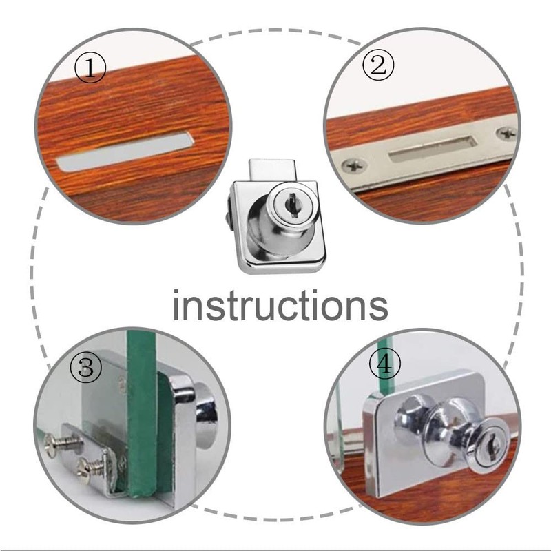 CHAOYUELYF 2 Sets Glass Cupboard Locks Security Cabinet Lock Cam