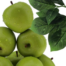 Gresorth 6pcs High Grade 7cm Size Fake Green Apple Decoration Artificial Realistic Fruit Simulation for Home Party Christmas Display