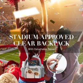 Missnine Clear Backpack Stadium Approved, Thick PVC Mini Clear Bag with Leather Trim for Sports Event, Concert, Festival, Silver