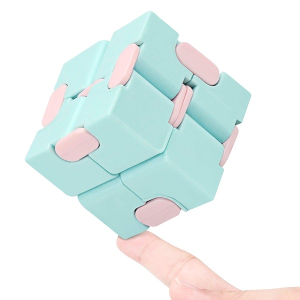 Infinity Cube Fidget Toy Stress Relieving Fidgeting Game for Kids and Adults,Cute Mini Unique Gadget for Anxiety Relief and Kill Time (Macaron Blue)
