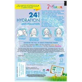 7th Heaven 24 Hour Hydration Biodegradable Bamboo Mask Enriched with Vitamin E to Protect Skin's Barrier and Pick Dull Tired Skin Anti-Pollution, 1 Piece