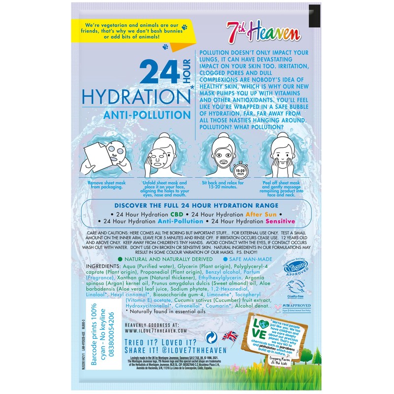7th Heaven 24 Hour Hydration Biodegradable Bamboo Mask Enriched with