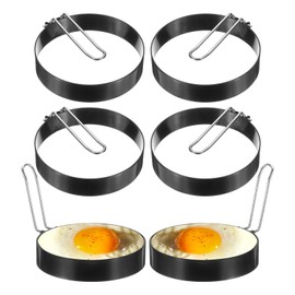 HARFINGTON 6Pcs Egg Rings 4" Stainless Steel Nonstick Pancake Cooking Ring for Griddle Frying Eggs Sandwich Omelets Breakfast
