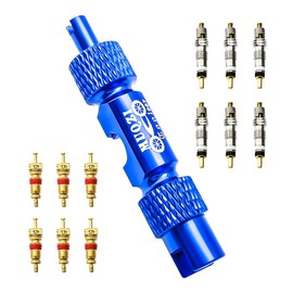 MUQZI Valve Core Remover Tool Kits, Bike Valve Tool for Presta & Schrader, Tire Valve Repair Tool Kit, Including 6PCS Presta and 6PCS Schrader Valve Core, Blue