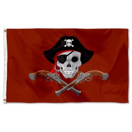 Pirate Flag Jolly Roger Skull With Crosspistolf Flags Banner 3x5Feet Garden house Flags banner Decor Double Stitched Polyester with Brass Grommets