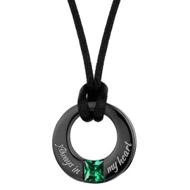 YOUFENG Birthstones Urn Necklaces for Ashes Round Cremation Pendant Urns for Human Ashes Memorial Keepsake Locket Jewelry All (May-birthstone)