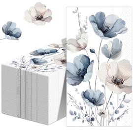 100 Pcs Bulk Paper Guest Towels Floral Napkins Boho Vintage Flower Disposable Dinner Napkins Watercolor Summer Decorative Botanical Hand Towel for Bathroom Wedding Holiday Party 7.9 x 4.3"