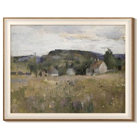 InSimSea Framed Canvas Wall Art Prints, Framed Canvas Art Wall Decor, Abstract Serene Countryside Scene Wall Prints, Mid Century Modern Decor for Living Room Bedroom Office 16x20In