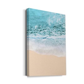 Renditions Gallery Ocean Shore II Wall Art, Relaxing Beach Sand Artwork, Beautiful Blue Water Scene, Coastal Decor, Premium Gallery Wrapped Canvas, Ready to Hang, 24 in H x 36 in W, Made in America