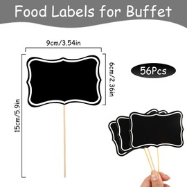 56Pcs Food Labels for Buffet, Mini Chalkboard Signs Party Food Flags, Blank Toothpick Flags for Buffets to Write on, Cocktail Sticks,Cheese Label, Party Buffet Labels for Wedding, Festival (Schwarz)