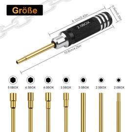 RC Tools Kit 7 Pieces Hex Nut Screwdriver Set with 5.0/4.5/4.0/3.5/3.0/2.5/2.0 Box Hobby Tools Hexagon Nut Wrench Repair Tools Compatible with SCX24 Traxxas Redcat RC Cars