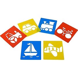 Washable Plastic Stencils - Transport Themed - Pack of 6-15cm x 15cm - Childrens Arts and Crafts