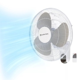 Comfort Zone 16" 3-Speed Oscillating Wall Mount Fan with Remote & Timer Function