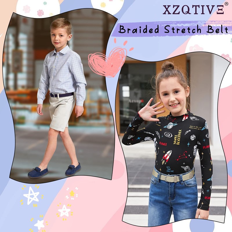 XZQTIVE Children's Stretch Belt for Girls and Boys Braided Belt