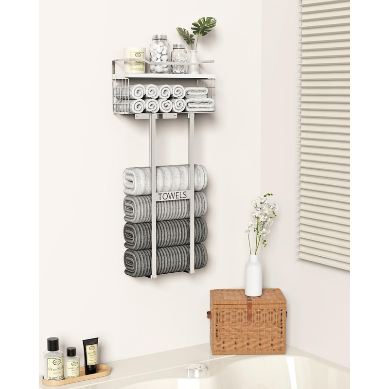Towel Racks for Bathroom - Wall Mounted Metal Rack with