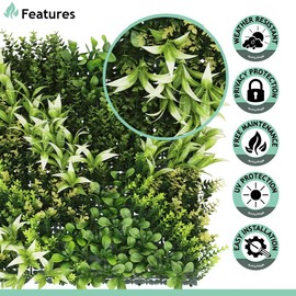 SunnyRoyal 6 Pcs Artificial Boxwood Panel 20"x20" 3D Topiary Hedge Greenery Wall Privacy Ivy Screen Faux Plant Décor Outdoor Indoor Use, #13Mixed