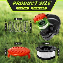 FrauSonne Weed Eater String Compatible with Black+Decker, 30ft 0.065" (AF-100) Autofeed String Trimmer Line Replacement Spool for Black+Decker Trimmer Line, 6 Spools & 1 Cap
