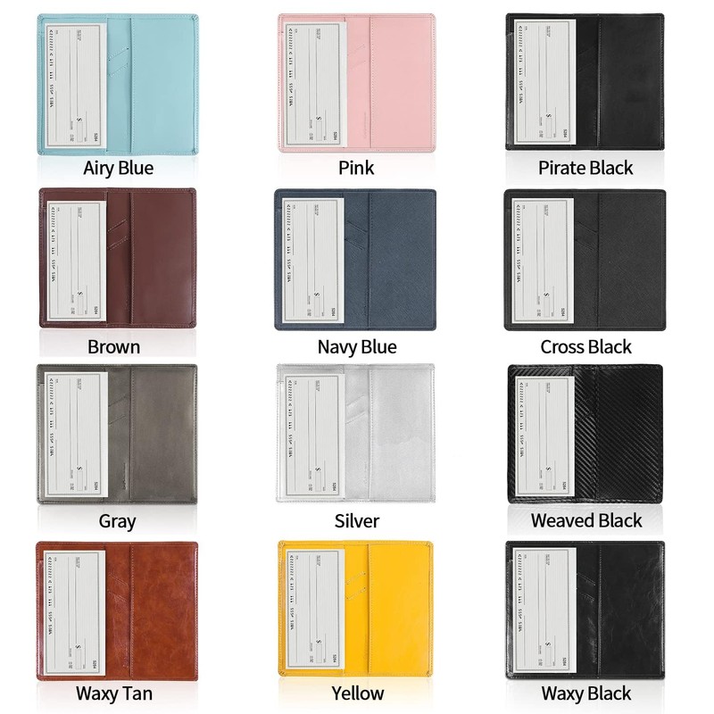 GNEGNI PU Leather Checkbook Cover for Men and Women, Slim