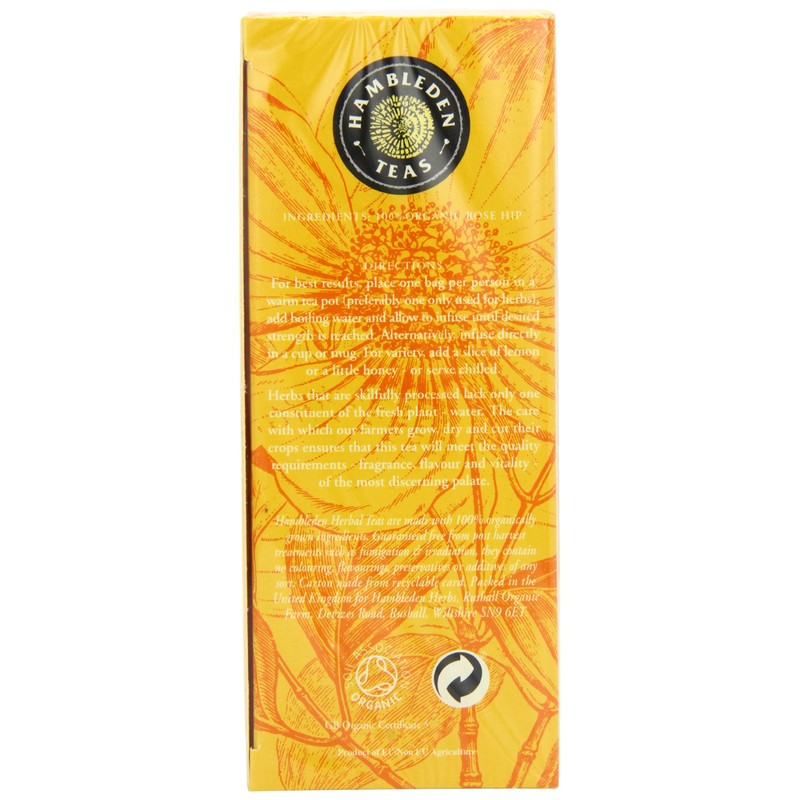 HAMBLEDEN HERBS Organic Rose Hip Tea Bags 55g (PACK OF