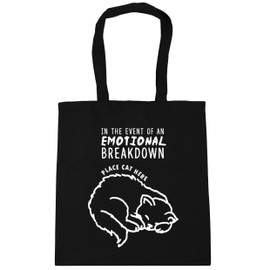 Hippowarehouse In The Event Of An Emotional Breakdown Place Cat Here Tote Shopping Gym Beach Bag 42cm x38cm, 10 litres