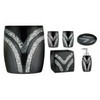 6 Piece Sinatra Resin Bath Accessory Set, Cracked Glass, Black