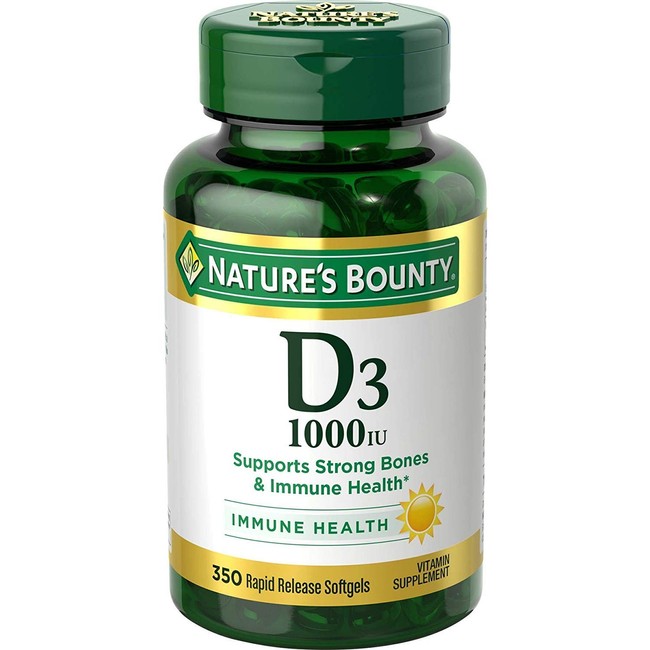 Nature's Bounty Bounty D-1000 IU Dietary Supplement Rapid Release Liquid Softgels 350 ea (Pack of 3)