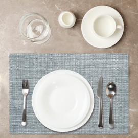 Cotton Linen Placemats Set of 4, Placemats for Family, 12x18 inch Heat Resistant Washable Placemat, Waterproof Indoor and Outdoor Table Mats, Place Mats for Party Kitchen Dining