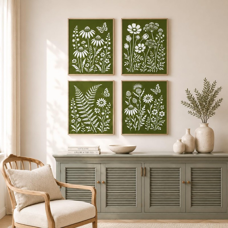 Wall Stencil Kit for Painting, 6 PCS Large Reusable Floral