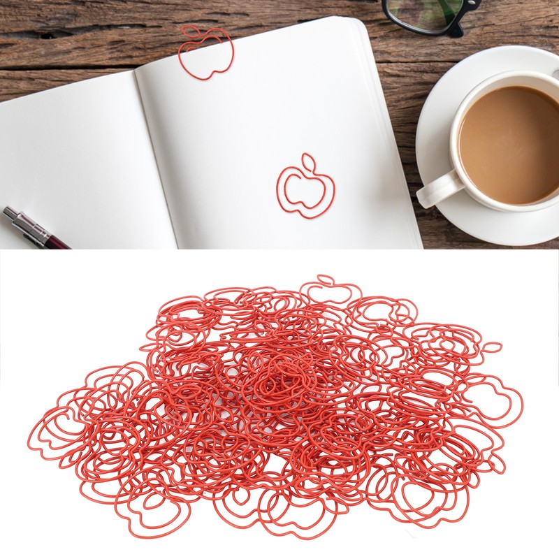 100pcs Fruit Paper Clips Cute Bookmark Pare Clips Portable Funny