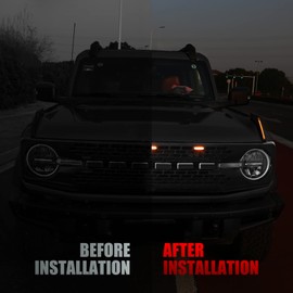 Mabett LED Grille Lights for Ford Bronco 2021 2022 2023 2024 2/4-Door Smoked Black OEM Grille Lamps Kit Bronco Accessories fit Badlands Wildtrak & Everglades(3pcs)
