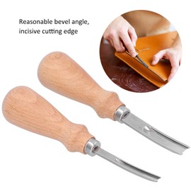 2Pcs Leather Edge Skiving Tool, 4mm and 8mm, DIY Hand-Made Trimming French Skiver Leathercraft Marking Tool